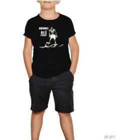 Resim Muhammed Ali Knockout Siyah Çocuk Tişört Siyah 