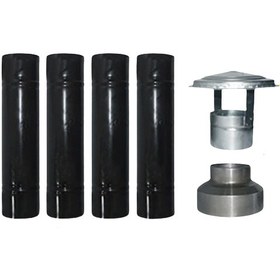 Resim EgeCamp® Kamp Sobası Baca ve Aksesuar Seti (4 Parça Boru + Şapka + Redüktör) 