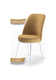 Resim Canisa Concept Dexa Serisi Cappucino Renk 6 Adet Sandalye, Renk Cappucino, Ayaklar Beyaz Cappuccino 