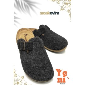 Resim Erkek Ev Terliği – Poli Taban Hafif Tabanlı Sıcak Tutan Halı Terliği Antrasit 