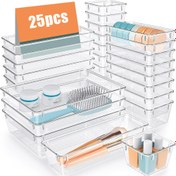 Resim 9/10/15/20/25 adet Şeffaf Plastik Çekmece Saklama Kutusu Seti, Makyaj Saklama Kutusu, 4 Boyutlu Çok Fonksiyonlu Saklama Masa Çekmece Saklama Kutusu, Akrilik Saklama Kutusu Makyaj, Cilt Bakımı, Takı, Ofis Malzemeleri, Makyaj Masası, Mutfak, Yatak Odası, Banyo, Ofis, Masa ve Çekmece Düzenleyici için Ev Saklama 