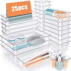 Resim 9/10/15/20/25 adet Şeffaf Plastik Çekmece Saklama Kutusu Seti, Makyaj Saklama Kutusu, 4 Boyutlu Çok Fonksiyonlu Saklama Masa Çekmece Saklama Kutusu, Akrilik Saklama Kutusu Makyaj, Cilt Bakımı, Takı, Ofis Malzemeleri, Makyaj Masası, Mutfak, Yatak Odası, Banyo, Ofis, Masa ve Çekmece Düzenleyici için Ev Saklama 