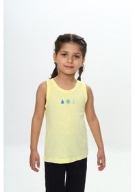 Resim Toontoy Unisex Çocuk Baskılı Bisiklet Yaka Basic Atlet Açık Sarı 