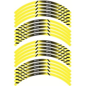 Resim Tongdashop 20'li Evrensel 17 İnç Yüksek Yoğunluklu Sarı Reflektif Jant Sticker Seti 