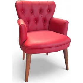 Resim Ahşap Ayaklı Kollu Kırmızı Deri Ofis Koltuğu Büro Koltuk Ve Berjerleri - 1 Adet Tekli Siyah 