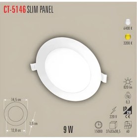 Resim Cata CT-5146 Eco 9W Panel LED Armatür / Beyaz 