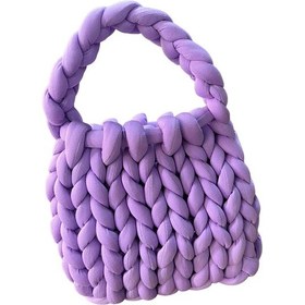 Resim Suntek Kadın Örgü Çanta Moda Portföy Cüzdan Mor 