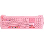 Resim sommeow Km-6283 Catty Renkli Tuşlu Pembe Kablosuz Q Multimedia Klavye Mouse + Pad Set 