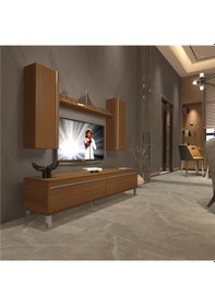 Resim Decoraktiv Eko 5d Mdf Std Krom Ayaklı Tv Ünitesi Tv Sehpası Ceviz 