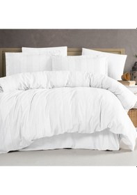 Resim Clasy Butik Tek Kişilik Armürlü Nevresim Takımı Arakis Beyaz Beyaz 