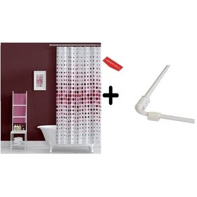 Resim Banyo Perdesi Pembe 1x180x200, Perde Borusu Askı Aparatı Köşe Boru Beyaz Hediyeli, Duş Perdesi Seti Çok Renkli 