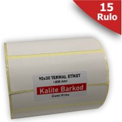 Resim Kalite Barkod 90X30 Termal Etiket | 15 Rulo Barkod Etiketi 