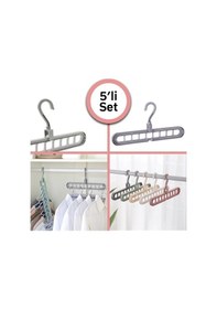 Resim 9 Bölmeli Yer Tasarrufu Sağlayan Katlanır Sihirli Elbise Askısı (5li Set) Diğer 