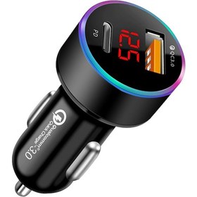Resim Skycity Siyah Çift Portlu Hızlı Araç Şarj Cihazı - Pd Ve Qc3.0 Desteği, Dijital Göstergeli, 12-24v Geniş Voltaj, Akıllı Pil Koruması Kablo Dahil Değil 
