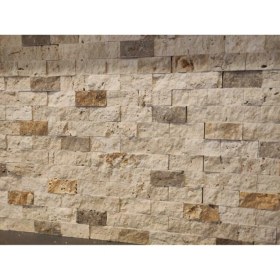 Resim 3'lü Mix Traverten Doğal Patlatma Duvar Kaplama Taşı 2,5x5 Fileli 