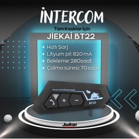 Resim Bt-22 Motosiklet Bluetooth Kask Kulaklık Intercom Dinleme Ve Konuşma Özellikli Su Geçirmez Interkom 