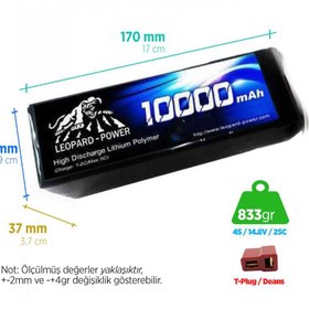 Resim Leopard Power 10000 mAh 14.8V 4S 25C UAV & Multirotor Lityum Polimer Lipo Batarya Pil 