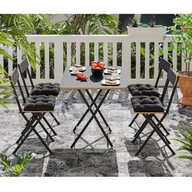 Resim 4 Kişilik Minderli Bistro Takım Bahçe Masa Sandalye Füme 1432 