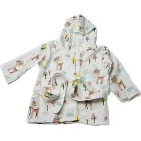 Resim deva design %100 Pamuk Müslin Kumaştan Bebek Bornozu 
