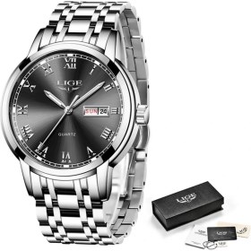 Resim Hanyang S Siyah Lıge Üst Marka Lüks Erkek Saatler Aydınlık 3ATM Su Geçirmez Paslanmaz Izle Kuvars Erkekler Erkekler Için Tarih Takvim Iş Kol Saati (Yurt Dışından) 