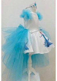 Resim Elsa Model Etek Baskılı Kız Çocuk Doğumgünü Elbise & Parti Kostüm 