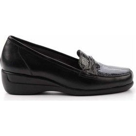 Resim Bambi Siyah Siyah Leather Kadın Dolgu Topuklu Ayakkabı K01531123503 Siyah Siyah 