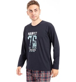 Resim Tampap 2170 Baskılı Uzun Kol Erkek Pijama Takımı - Lacivert 