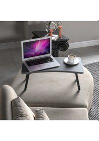 Resim Alpa Ev Mobilya Katlanabilir Laptop Sehpası, Taşınabilir Katlanır Masa, Kahvaltı Ve Çalışma Masası Antrasit 
