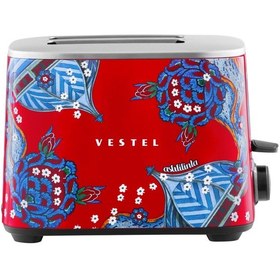 Resim Vestel X Aslı Filinta Retro Kırmızı Çini Ekmek Kızartma Makinesi 