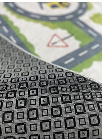 Resim Kaymaz Tabanlı Yıkanabilir Çocuk Halısı İş Makineleri Kepce Çok Renkli 