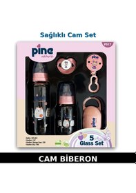 Resim Pine Natura Biberon Seti Cam - Pembe 