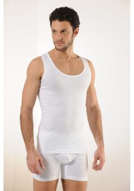 Resim Hmd 700 3'lü Likralı Sporcu Erkek Atlet T-shirt - Beyaz Beyaz 