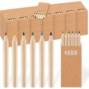 Resim 18/30 (18 adet/3 kutu, 30 adet/5 kutu) Golf Renkli Kalemler, 3.5 mm Taşınabilir Mini Kalemler, 6 Farklı Renk, Kısa Doğal Ahşap, Önceden Bileme İşlemiş Kalem, Çizim, Düğün, Okul, Ofis Malzemesi 