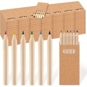 Resim 18/30 (18 adet/3 kutu, 30 adet/5 kutu) Golf Renkli Kalemler, 3.5 mm Taşınabilir Mini Kalemler, 6 Farklı Renk, Kısa Doğal Ahşap, Önceden Bileme İşlemiş Kalem, Çizim, Düğün, Okul, Ofis Malzemesi 