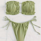 Resim Kadın Moda Piliseli Tankini Mayo Takımı 