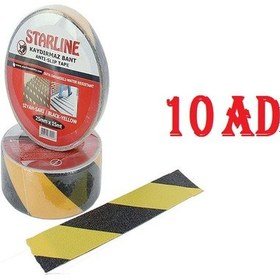 Resim 25 Mm*15M Yüksek Tutuşlu Kaydırmaz Bant Sarı-Siyah X 10 Adet 