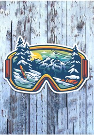 Resim Hobi Butik Snowboard Gözlüğü Araba, Motorsiklet, Kask, Laptop,cam Sticker 14x8 Cm 