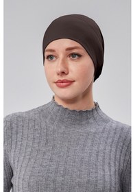 Resim Sonbaharmoda Kadın Tesettür Hazır Pratik Geçmeli Bone Lastikli Kaymaz Kahverengi Kahverengi 
