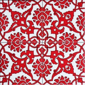 Resim Kütahya Çini Yapı Tasarım AC83KIRMIZI 20X20 cm 4 Adet Çini Karo 