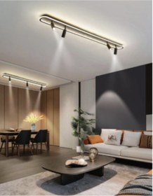 Resim ZR AYDİNLATMA Siyah Spotlu Oval 120x16cm 4000k Işık Rengi, Kuamndalı Led Tavan Lambası 