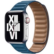 Resim ​​​Watch Ultra 49mm Kordon Uyumlu KRD-34 Deri Strap Kayış CLO- Mavi 