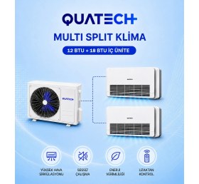 Resim Quatech Multi Split Klima 12.000 + 18.000 Btu/h | 1 Dış Ünite 36000 Btu/h A++ Enerji Sınıfı Konsol Tipi Inverter Klima 