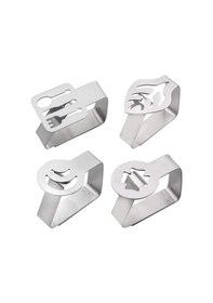 Resim Paslanmaz Çelik Masa Örtüsü Klipsleri Ev Barbeküsü Düğün Partisi İçin Masa Örtüsü Klipsleri 4 Adet 