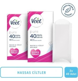 Resim Veet Pure Ağda Bandı Hassas Ciltler İçin Bacak&vücut Bölgesi Süper Fırsat 80’li 
