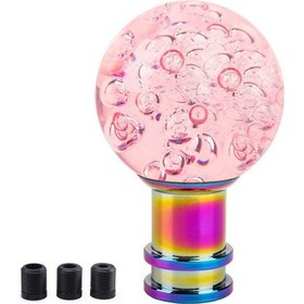 Resim Akrilik Kristal Baloncuk Vites Kolu Yuvarlak Top Vites Kolu Şeffaf Vites Değiştirici Pembe Pembe 