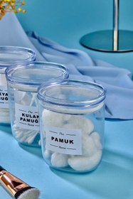 Resim FBZhome 3'lü Dekoratif Kulak Pamuğu & Pamuk & Makyaj Pamuğu Saklama Kutusu 