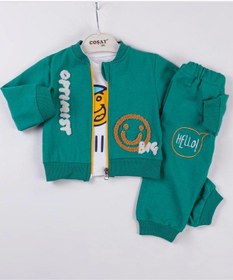 Resim Optimist Nakışlı Erkek Bebek Takım Yeşill Yeşil 
