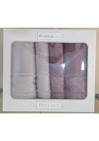 Resim Camellıa Best Set Mürdüm Gri Hamam Seti 2 Havlu+2 Plaj Havlusu Gri - Mürdüm 