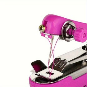 Resim 1 pembe mini manuel dikiş makinesi - hızlı tamiratlar ve küçük projeler için taşınabilir iplik geçirme aracı, yaratıcı dikiş aksesuarları 