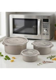 Resim River World Saklama Kabı Seti Mikrodalga Kullanımlı 3'lü Yuvarlak Çok Renkli 